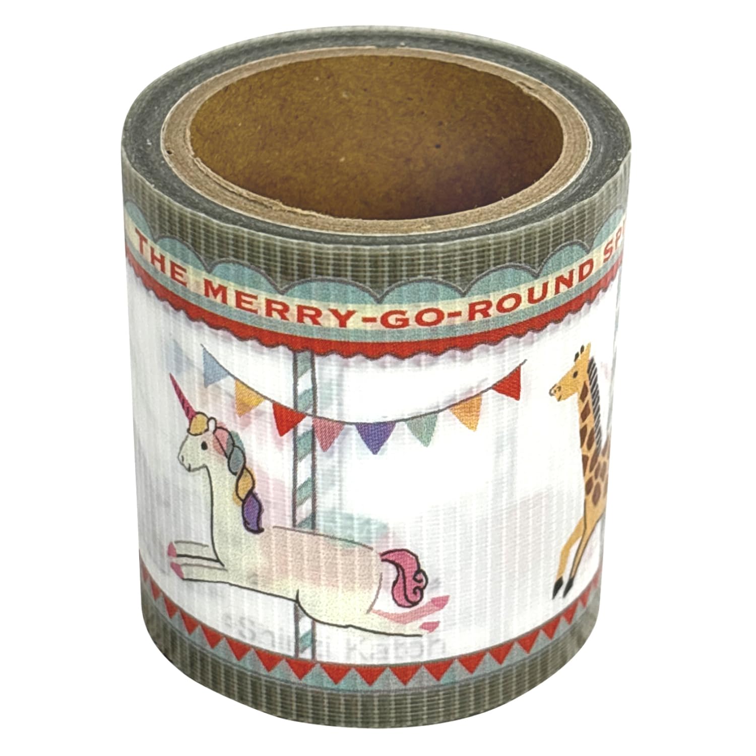 シール堂 Shindo Ks-yj-10003 YoJO Tape Curing Tape, Merry-go-Round, Animals, Removable, Hand Cut, Shinzi Katoh 1.8 inches (45 mm) Wide, 9.8 ft (3 m) Roll