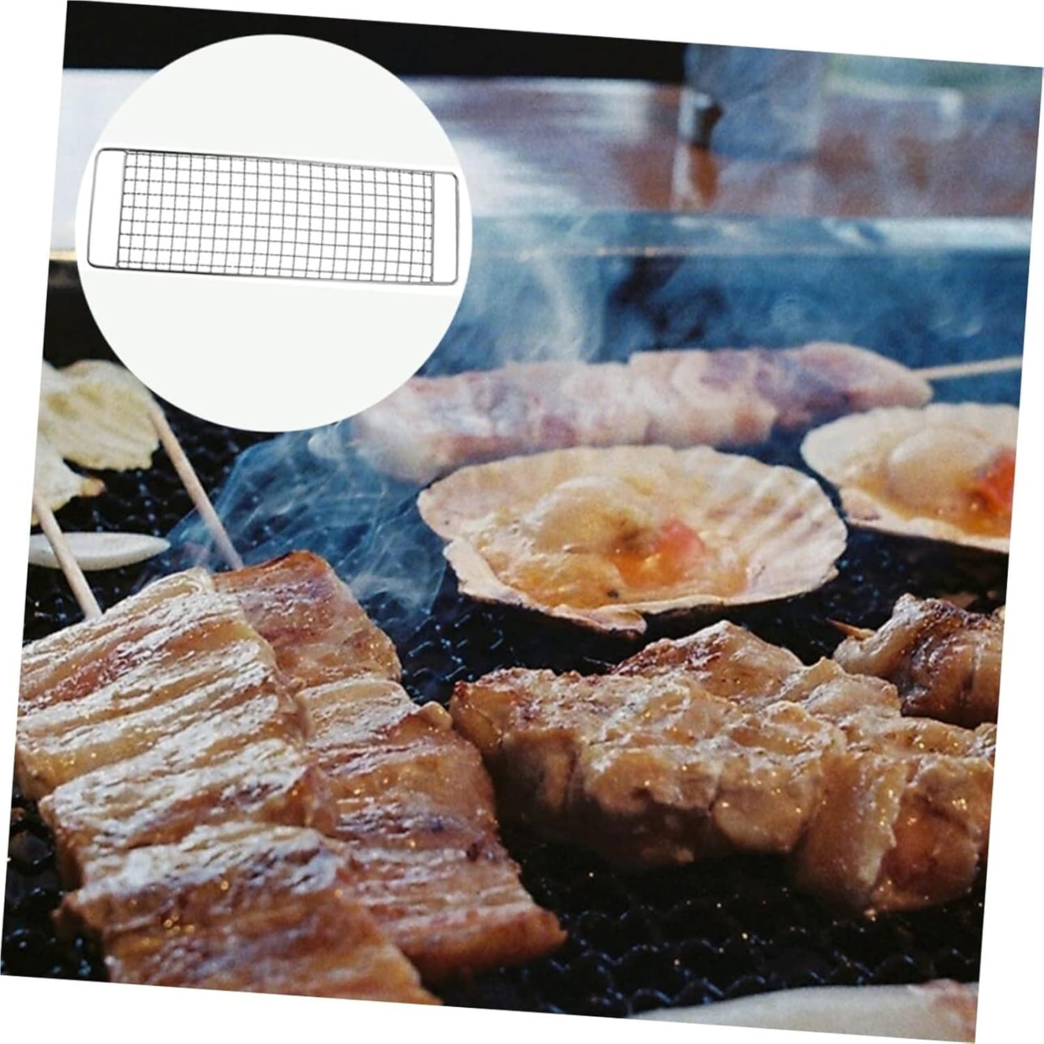 Outdoor BBQ Rectangular Square Grid Grill Barbecue Grill Rack Set Outdoor Camping Cooking Grid with Cooling Stand for Picnic and Grilling Supplies and Portable Grill Accessories