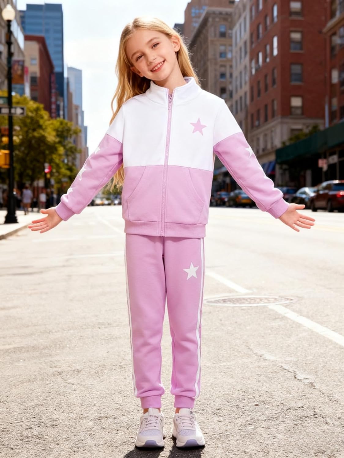 Girls Clothes 2 Piece Zip Up Sweatshirt & Pants Sweatsuit Set Fall Winter Outfits for Teen Tween Girls 6-12 Years - Image 2