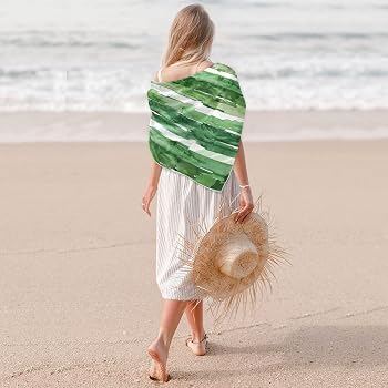 Amazon.com: Yoogain Green and White Horizontal Stripes silk scarf