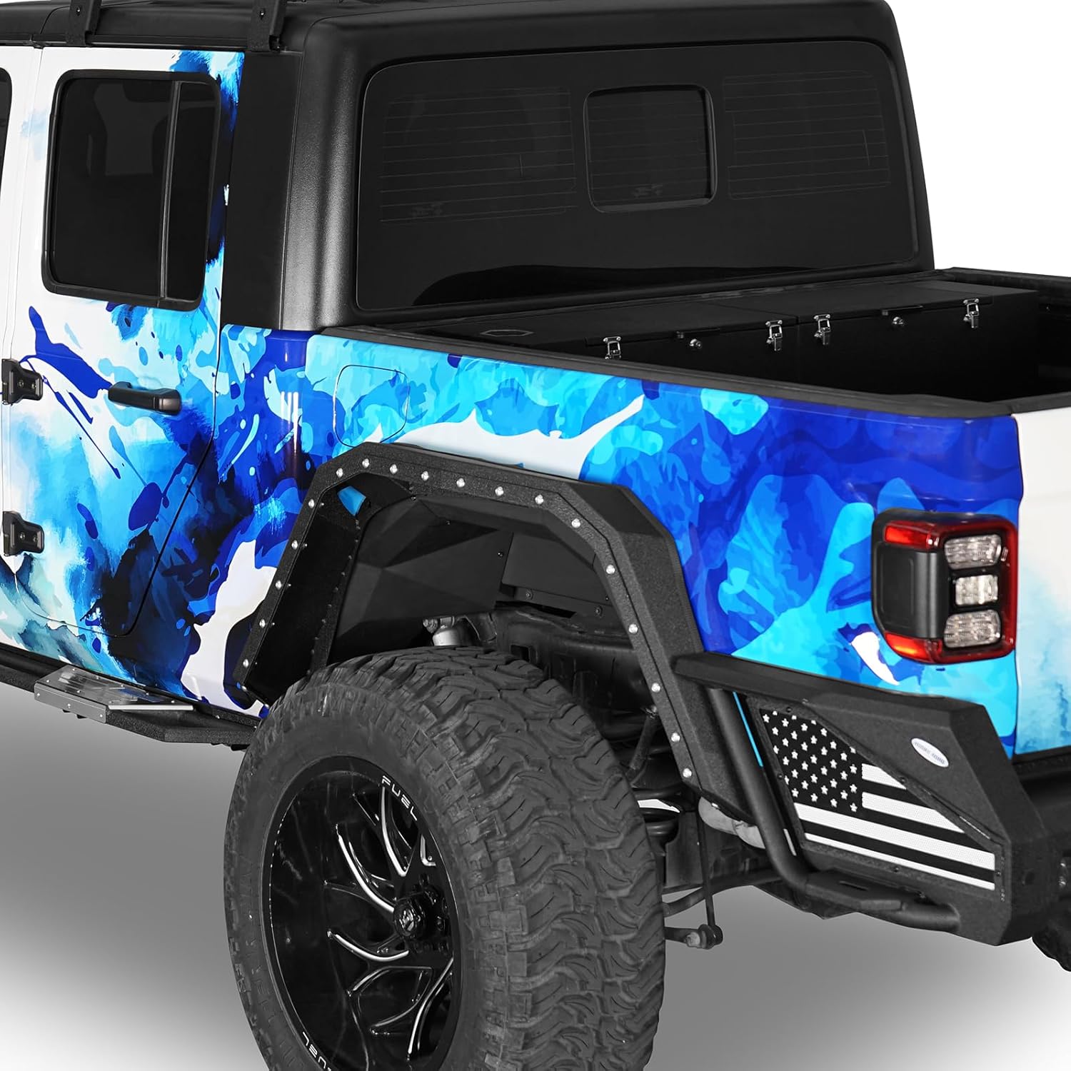 Hooke Road Aggressive Armor Style Fender Flares for 2020-2026 Jeep Gladiator JT, Front and Rear Steel Fenders with Turn Signal Light - 4PCS Set