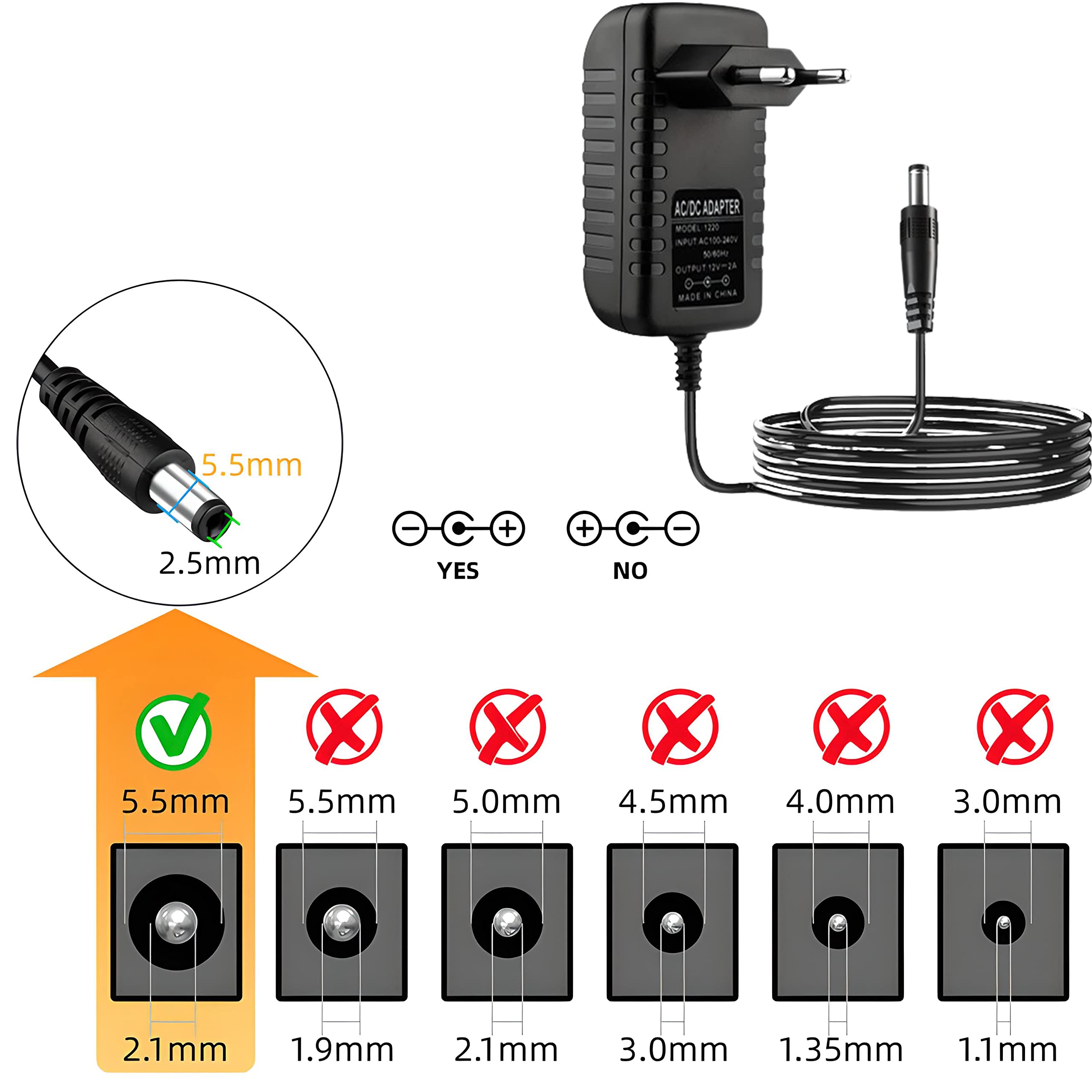 Alimentatore 12V 2A Universale - Trasformatore AC/DC 100-240V Con Spina 5.5x2.1mm | Per Monitor, Router, LED - Foto 9