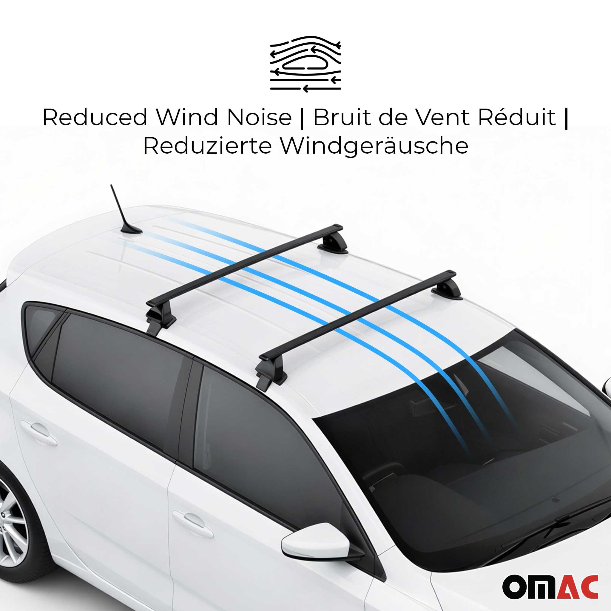 OMAC Poprzeczne Belki Bagażnika Aluminium do Renault Megane IV Grandtour 2016-2022 – City Crash – ISO/PAS 11154