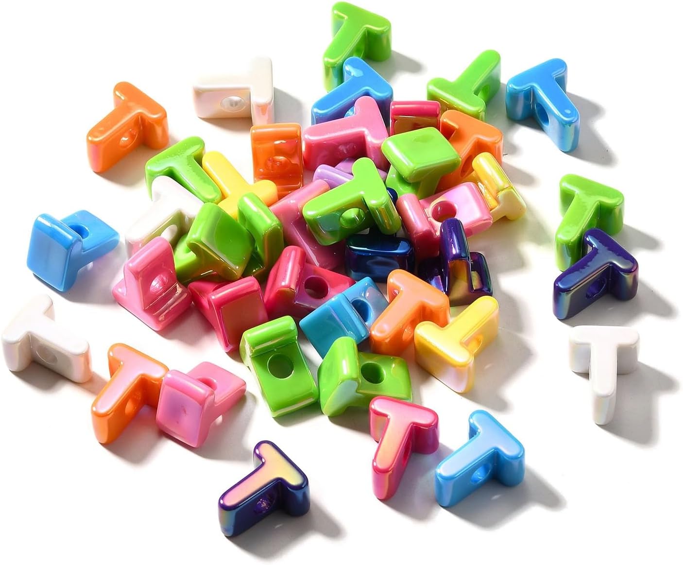 FASHEWELRY 40Pcs Iridescent Large T Letter Beads for Paracord Keychains