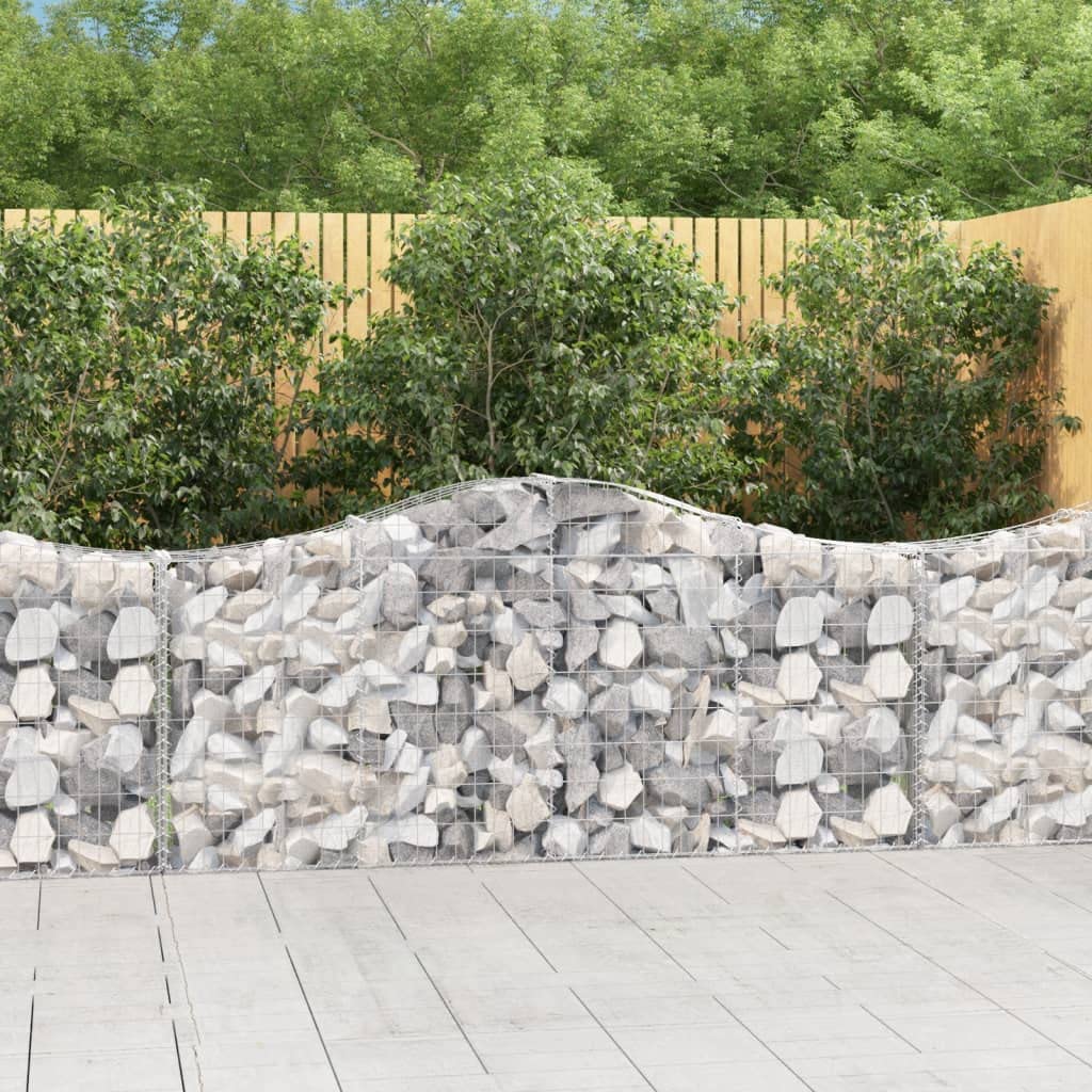 2 gaviones con arco alto, 200 x 30 x 80/100 cm, hierro galvanizado para barreras de jardín y protección de la privacidad, paredes decorativas insonorizantes de acero resistente a la corrosión
