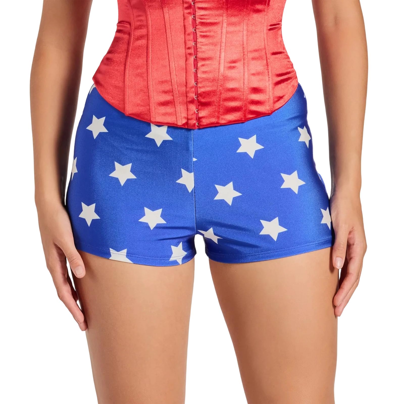 Qtinghua Woman Halloween Superhero Cosplay Bottom Blue Star Shorts Skirts (A Blue Shorts, XS)