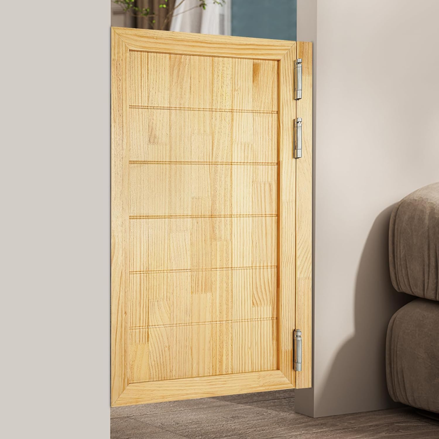 23.6x35.4in Swinging Door Cafe Doors,Interior Solid Wood Swing Door with 3 Spring Hinges,Retro Porch Single Half Saloon Door for Kitchen Entrance Partition Room Aisle (Log)