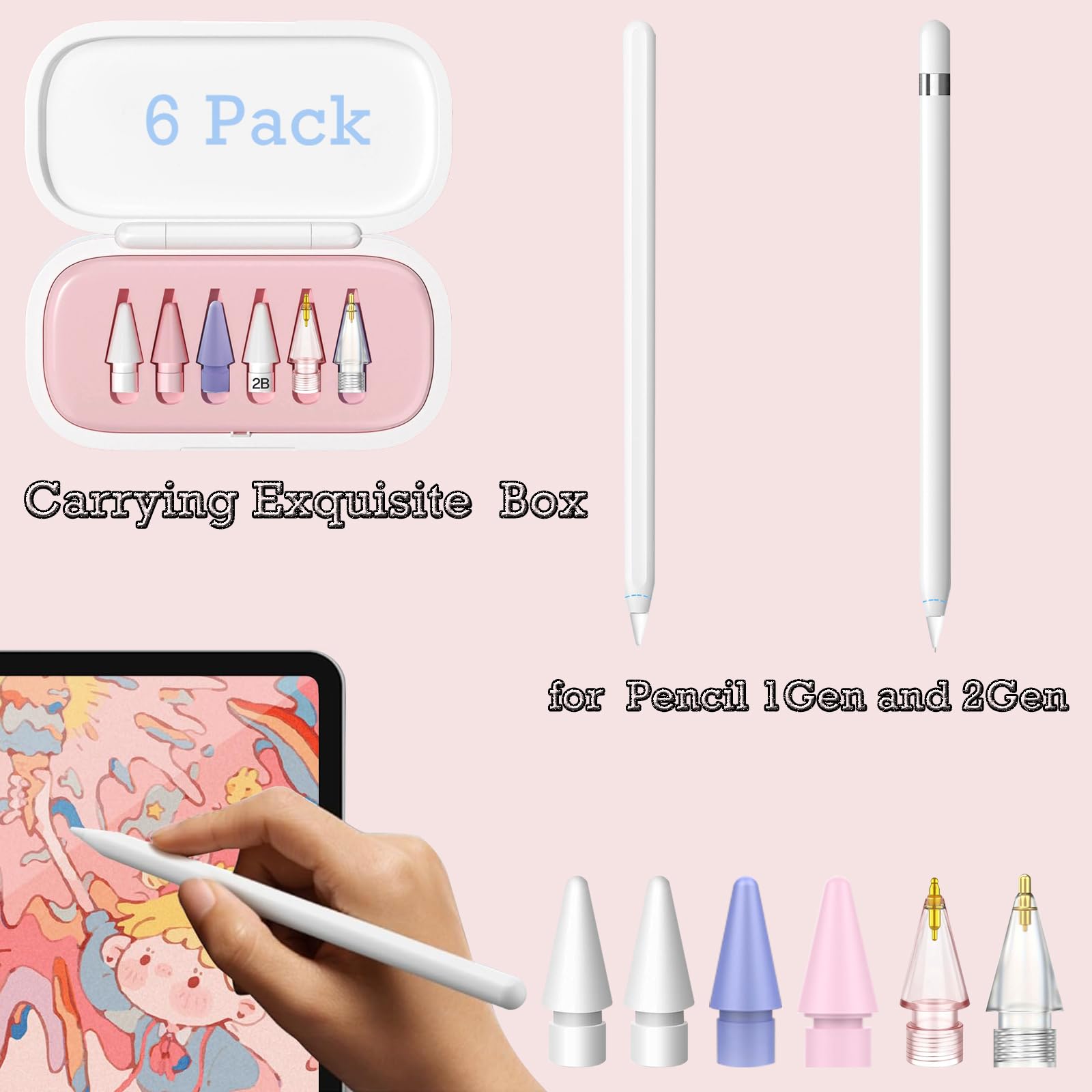 Amazon.com: 6 Pack Replacement Pencil Tips with Case for Apple