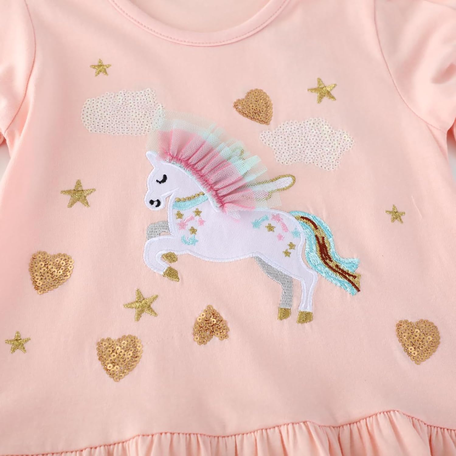 FreeLu Girls Christmas Dresses Longsleeve Cartoon Dress Striped Casual Cotton T-Shirt - Image 3