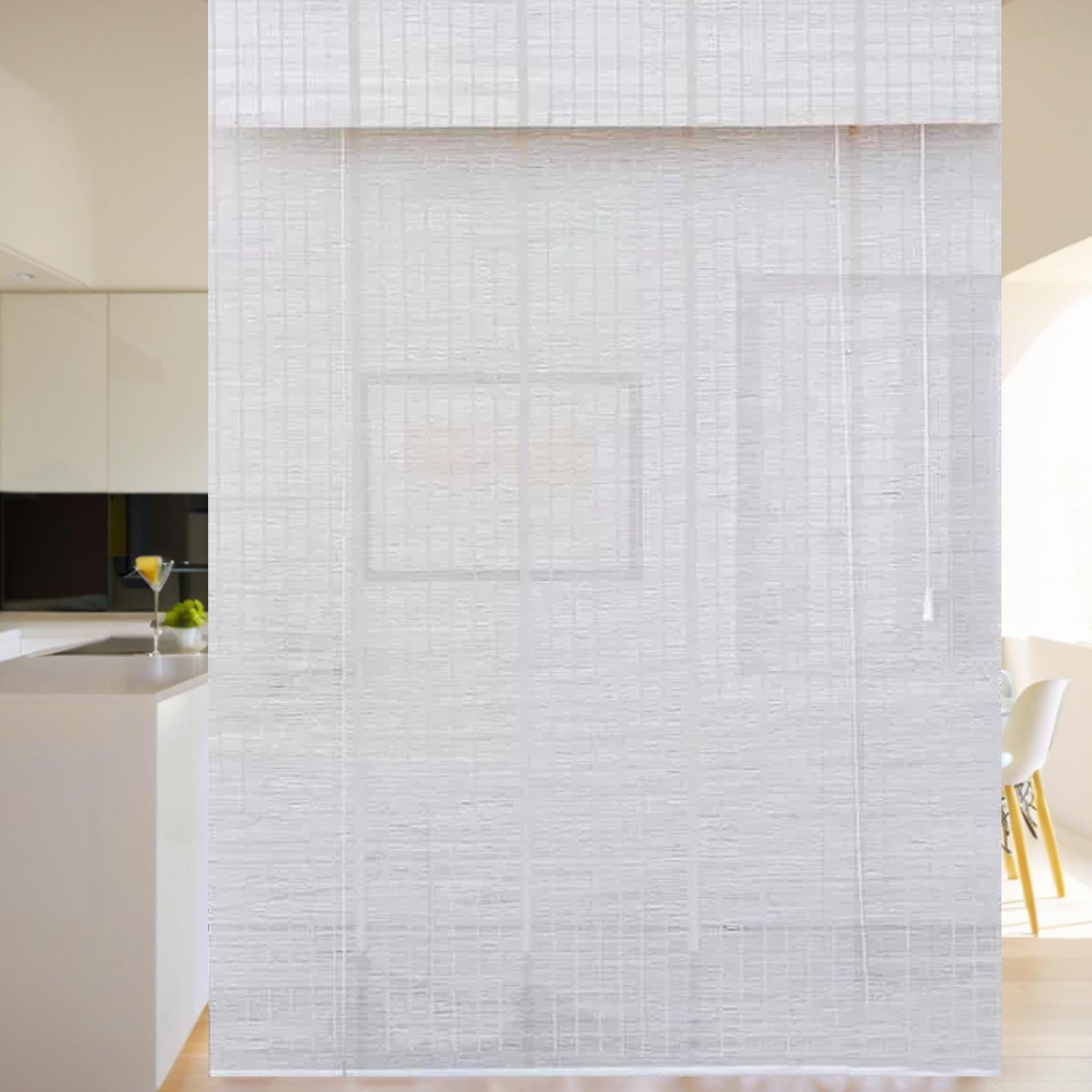 Weiß Bambus Raffrollo Wanddekoration Handgewebt Bambusrollos Jalousien | für Küche Fenster Sonnenschutz und Sichtschutz Rollo Für Balkon Schlafzimmer Gartenlauben
