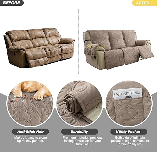 Vista 45 de Funda para silla reclinable 100% impermeable, fundas de silla reclinable para silla reclinable, funda de tela antideslizante para sala de estar