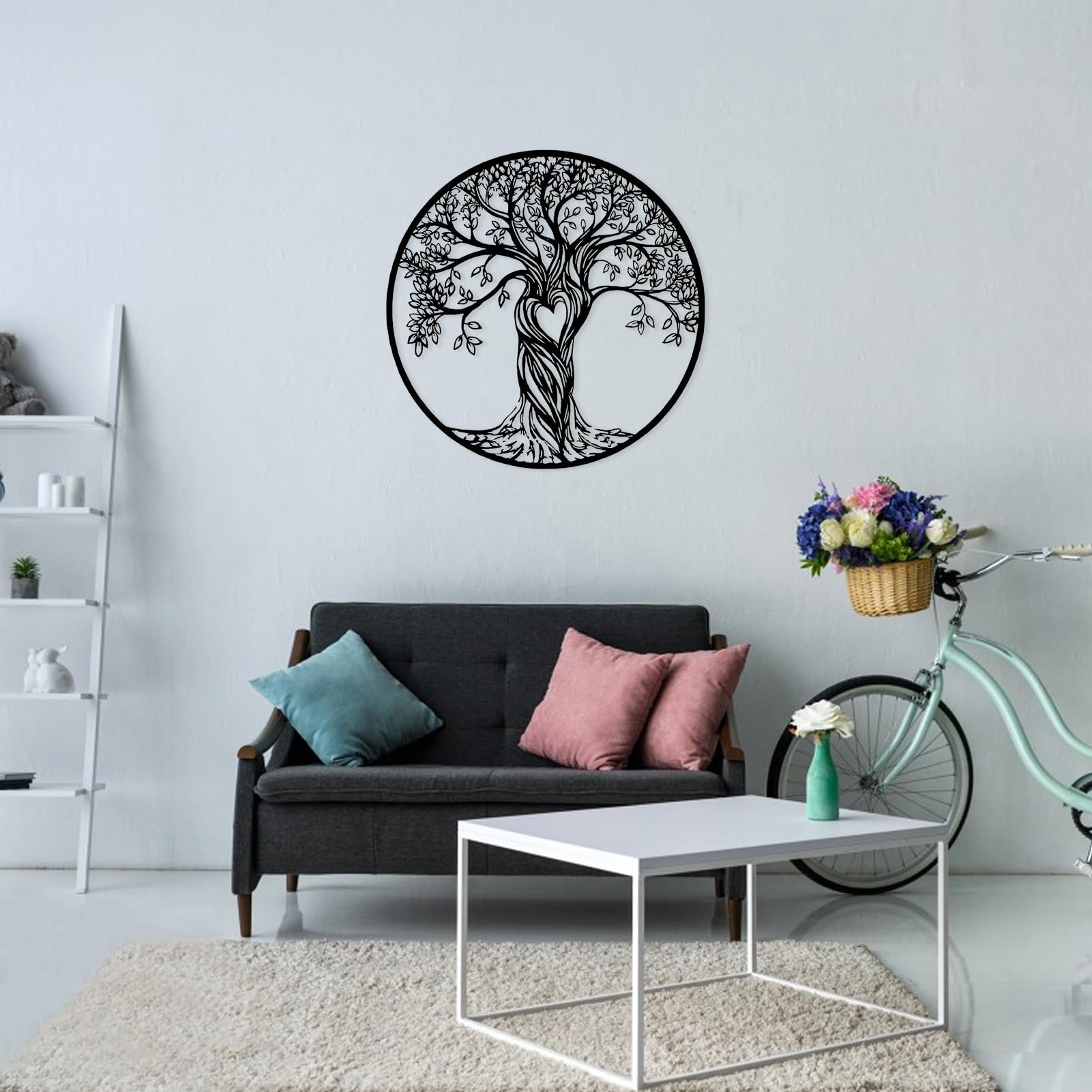 Metalen muurkunst, boom des levens, wanddecoratie, wanddecoratie, ouderwetse boom, voor balkon, terras, slaapkamer, woonkamer, tuin, kantoor en boerderij Metalen muurkunst, boom des levens, wanddecoratie, wanddecoratie, ouderwetse boom, voor balkon, terras, slaapkamer, woonkamer, tuin, kantoor en boerderij