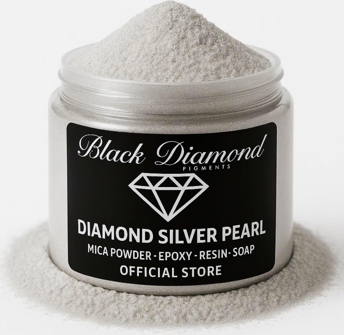 BLACK DIAMOND PIGMENTS 51g/1.8oz Silver Pearl™" ® Multipurpose DIY Arts and Crafts Additive | Natural Bath Bombs, Resin Art, Slime, Epoxy, Soap, Nail Polish