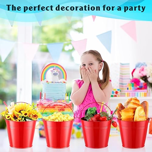 Miniatura 6 de Rtteri 24 cubos pequeños de metal con asa, mini cubos a granel para recuerdos de fiesta de Pascua, soporte para lápices de aula, maceta, cesta para
