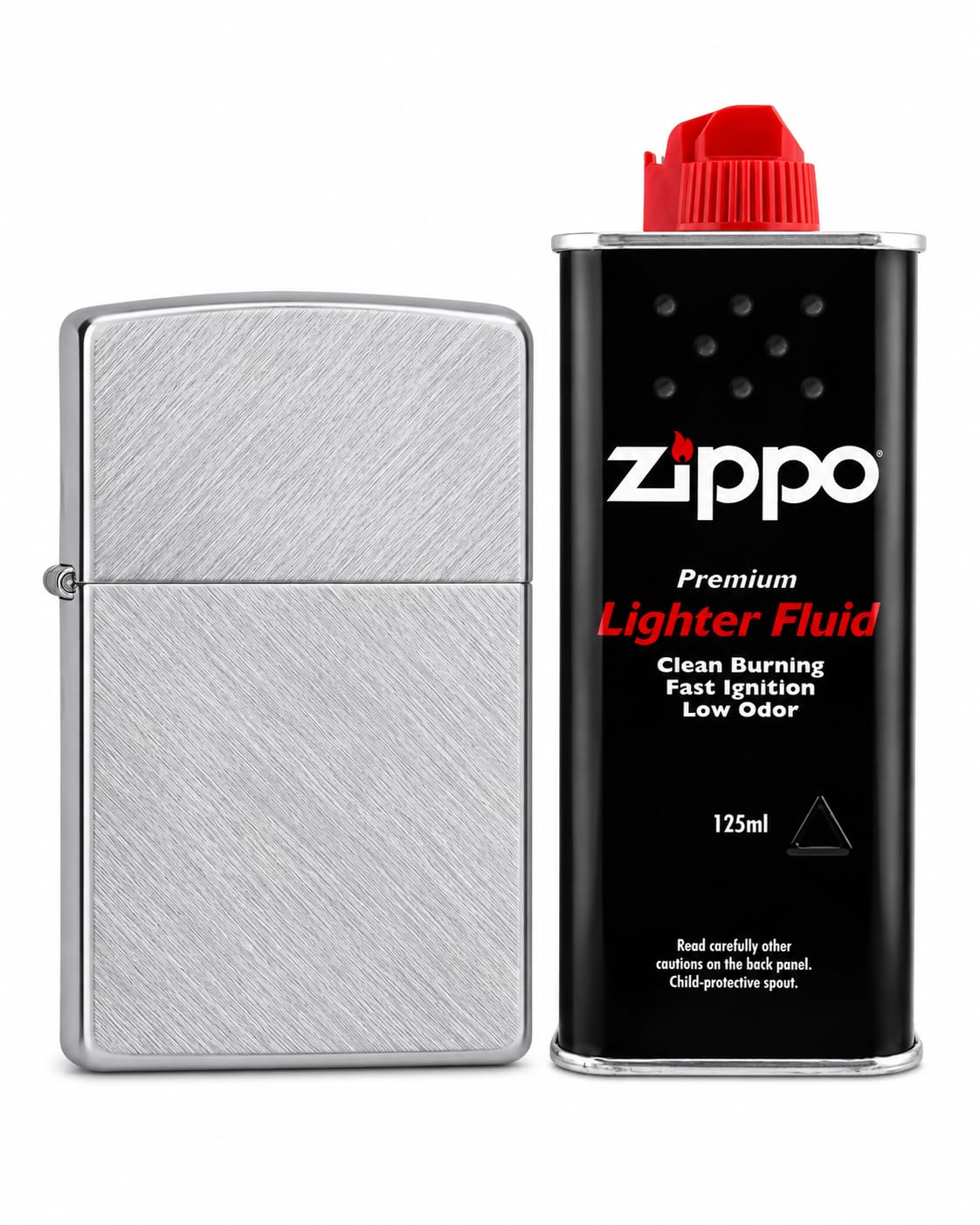 Zippo Classic Brushed Chrome Windproof Pocket Lighter (BIS Certified) with Zippo Premium Lighter Fluid 125ml-image-14