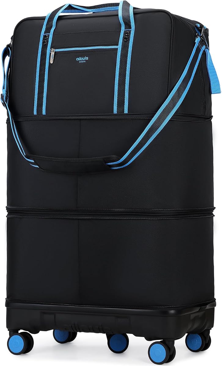 Bolsa de lona con ruedas desmontables, maleta plegable expandible de gran capacidad para viajes, equipaje plegable para llevar en bolsas de fin de semana durante la noche