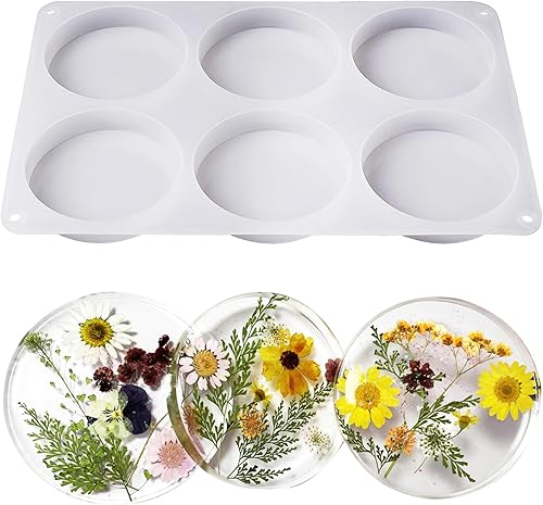 Moldes de resina redondos profundos, 6 cavidades gruesas de silicona para resina epoxi, manualidades, preservación de ramos, decoración del hogar