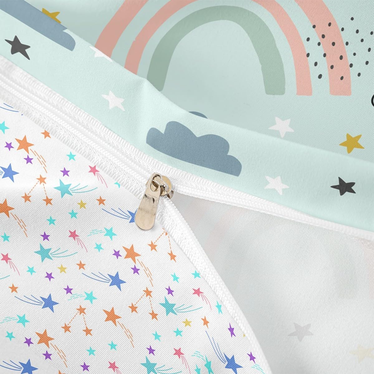 Rainbow Bedding Set For Girls, Cartoon Stars Cloud Duvet Cover Kawaii Decor, Cute Rainbow Ripple Comforter Cover For Kids Boys Child Women, Iridescent Stripes Quilt Cover With 2 Pillow Cases, King