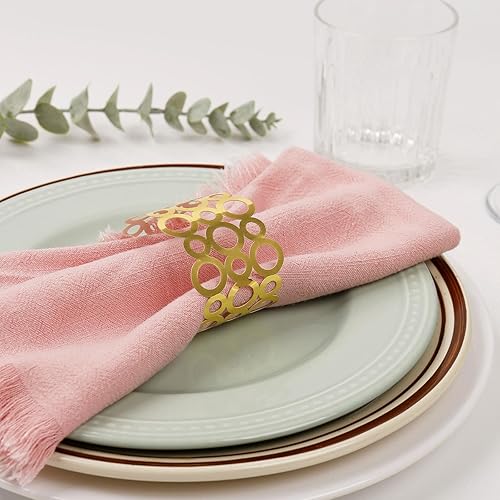 Miniatura 4 de Juego de 100 servilleteros de papel desechables, servilleteros dorados cortados con láser, banda de servilletas de papel de Navidad para bodas,