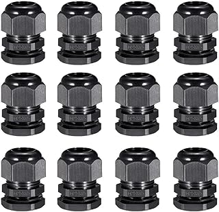 Tool parts 12Pcs M25 Cable Gland Waterproof Plastic Wire Glands Joints Black for 9-17mm Dia