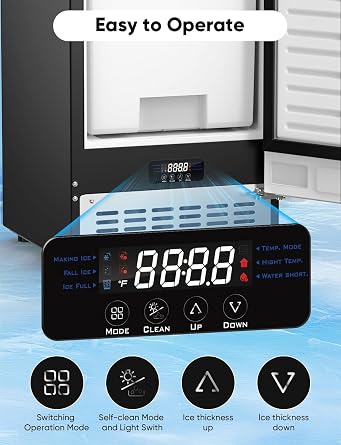 Coolski Commercial Under Counter Ice Maker Machine 80Lbs/ Day, Stainless Steel Built-in Freestanding Ice Maker with 30LBS Ice Storage, Perfect for Commercial & Home Use