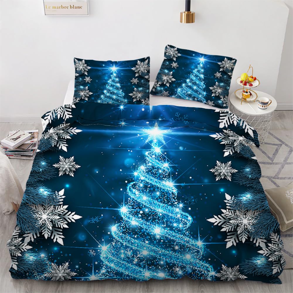 3D Christmas King Size Duvet Cover Set 220x230cm 3 piece Soft Microfiber Reversible Bedding Set Christmas Tree Comforter Cover with Zipper Closure Quilt Cover with 2 Pillowcase 50x75cm（Image 12-3）