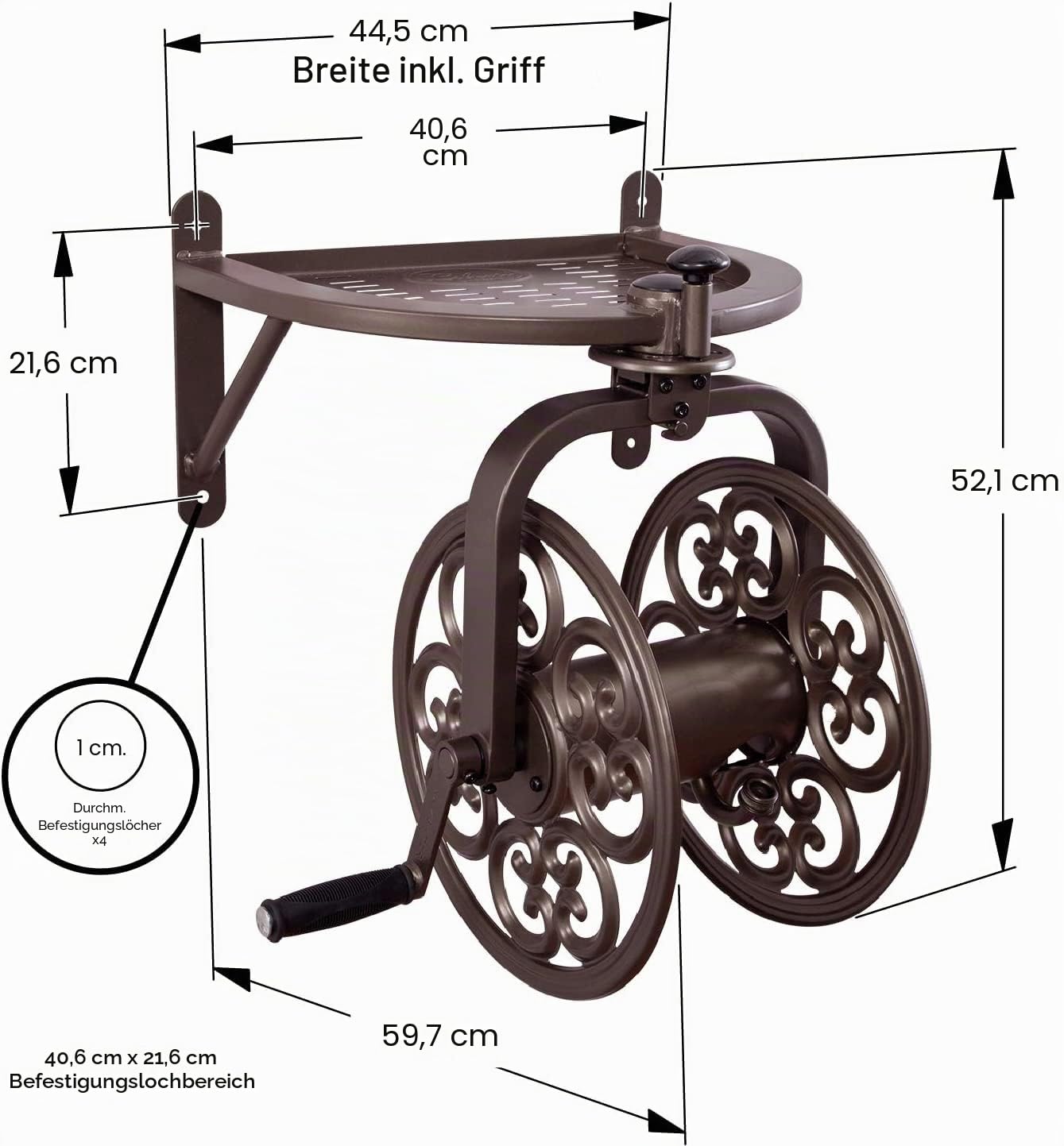 Liberty Garden Products 710 Navigator drehbar Garten Schlauch Spule, hält 125-feet von 5/8 Zoll Schlauch – Bronze