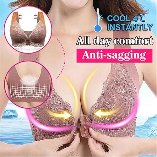 Miniatura 2 de Ganchos frontales, encaje elástico, súper levantamiento y corrector de postura, sujetador deportivo sin costuras con cierre frontal para mujer