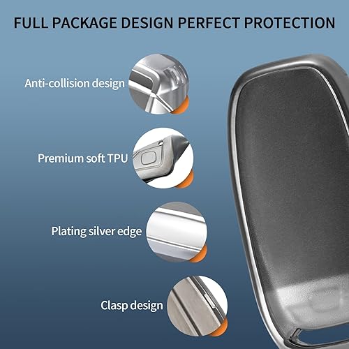 Miniatura 3 de TANGSEN Funda para llavero inteligente transparente de poliuretano termoplástico blanco esmerilado, color plateado, compatible con Audi A4 A5 A6 A7