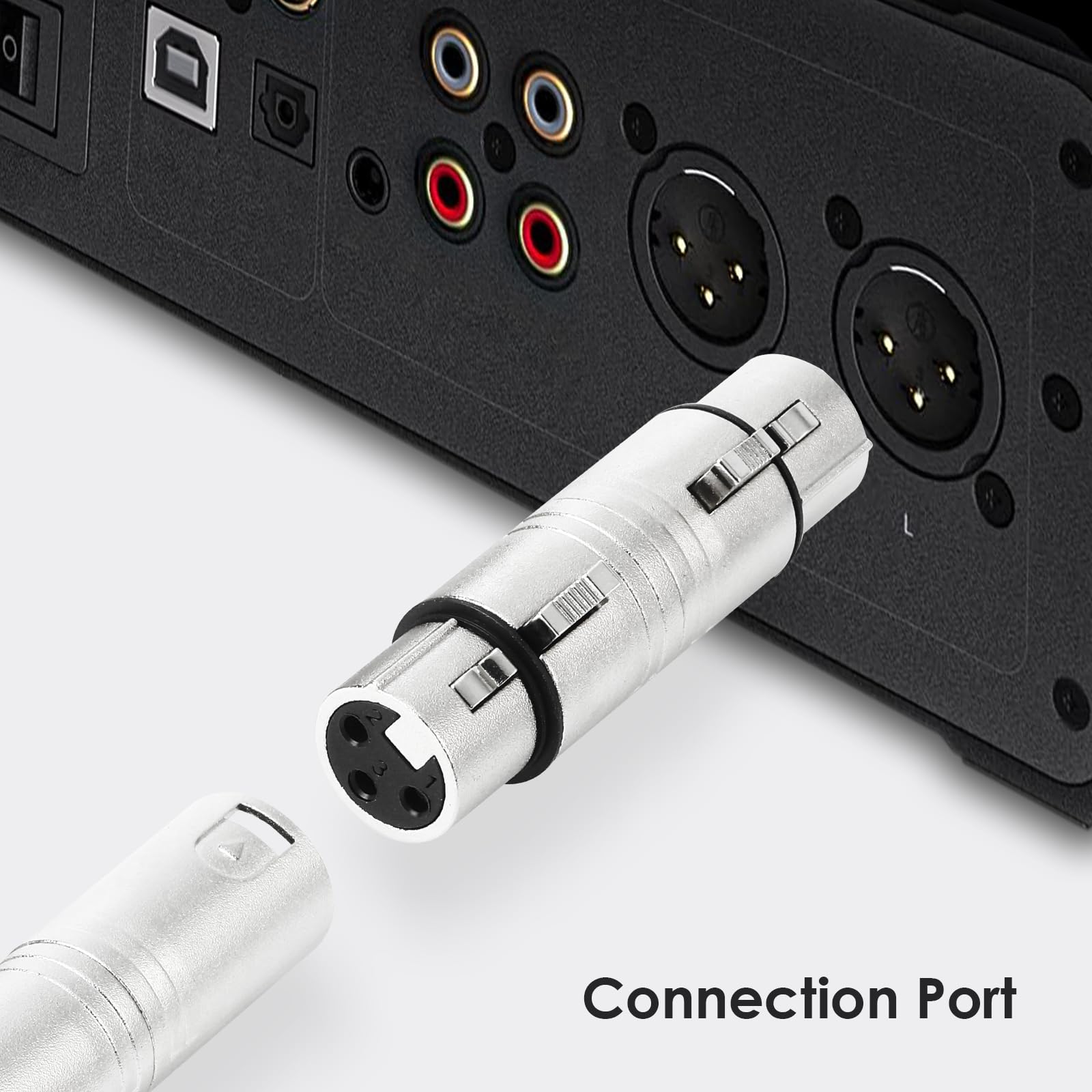 Adaptador XLR, 2 pares XLR macho a macho y XLR hembra a hembra de 3 pines, compatible con mezclador, micrófono, amplificador de potencia, plateado