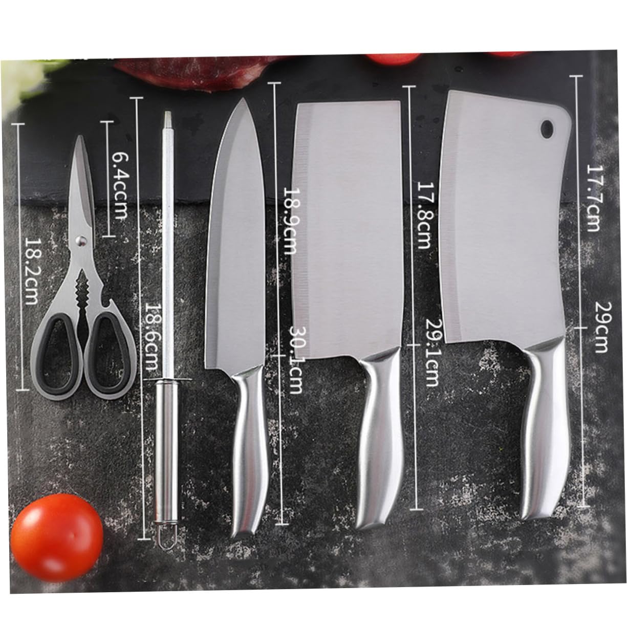 TOPBATHY Juego de Cuchillos de Cocina 6 Piezas de Acero Inoxidable