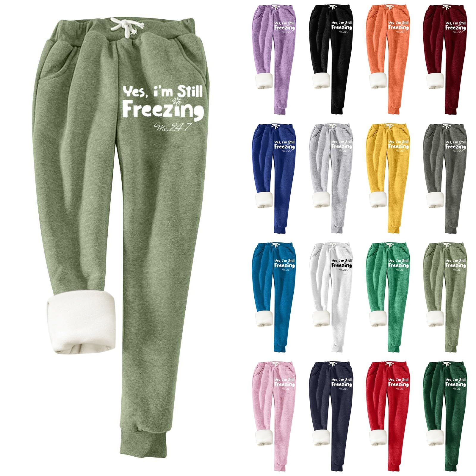 Pantaloni invernali da donna, foderati, termici e da jogging, spessi