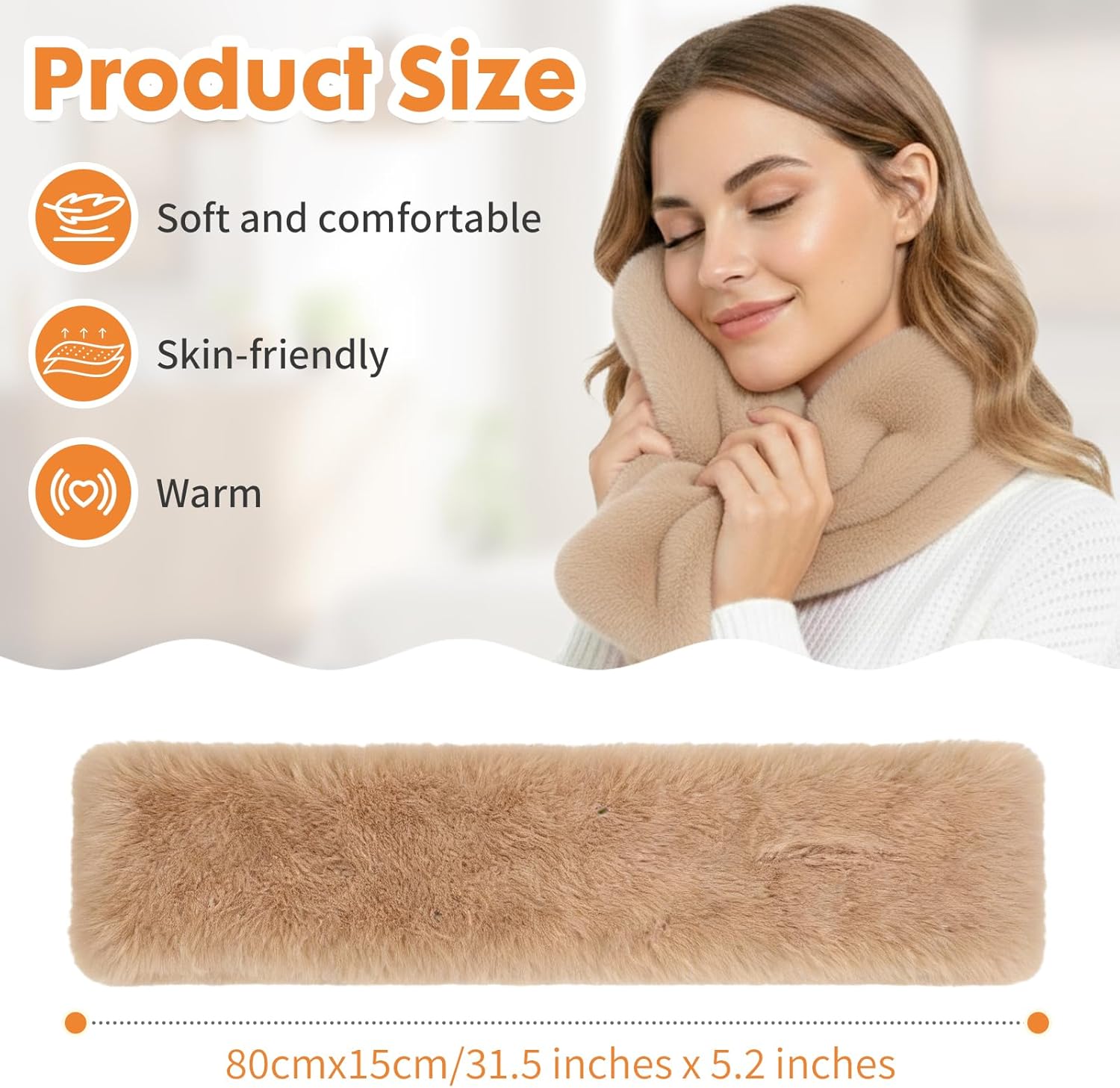 Barelove Short Women's Faux Fur Collar Scarf Wrap, Cold Winter Warm Stole Scarf Shawl Shrug Neck Warmer Wrap - Image 2