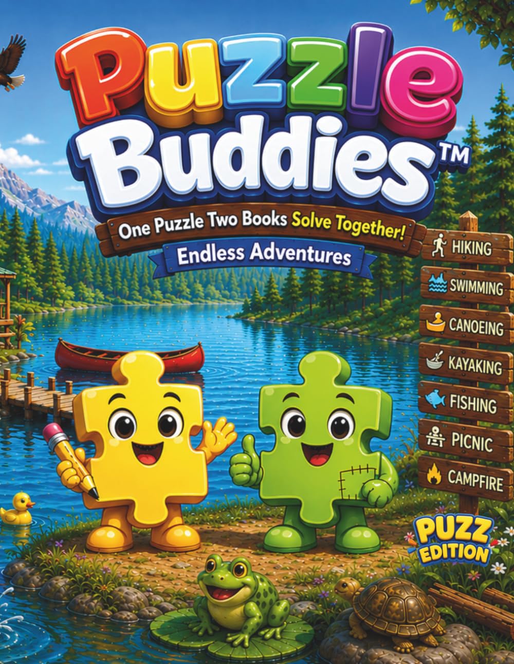 Puzzle Buddies - Lake Adventure Puzz Edition: A Cooperative Colouring & Activity Book for Kids Ages 4–8