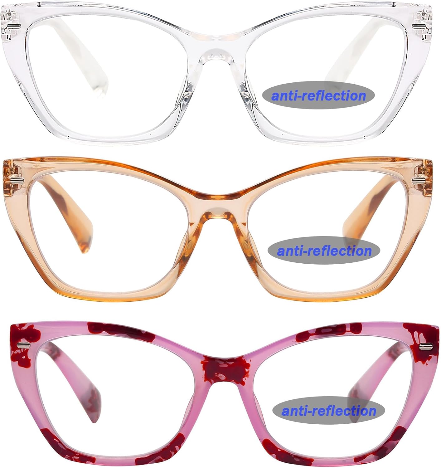 AQWANO Stylish Cat Eye Reading Glasses for Women - Blue Light Blocking Computer Readers with Spring Hinge & Anti-Reflective - Trendy Oversized Cheaters Eyeglasses, 1.75 - Image 7