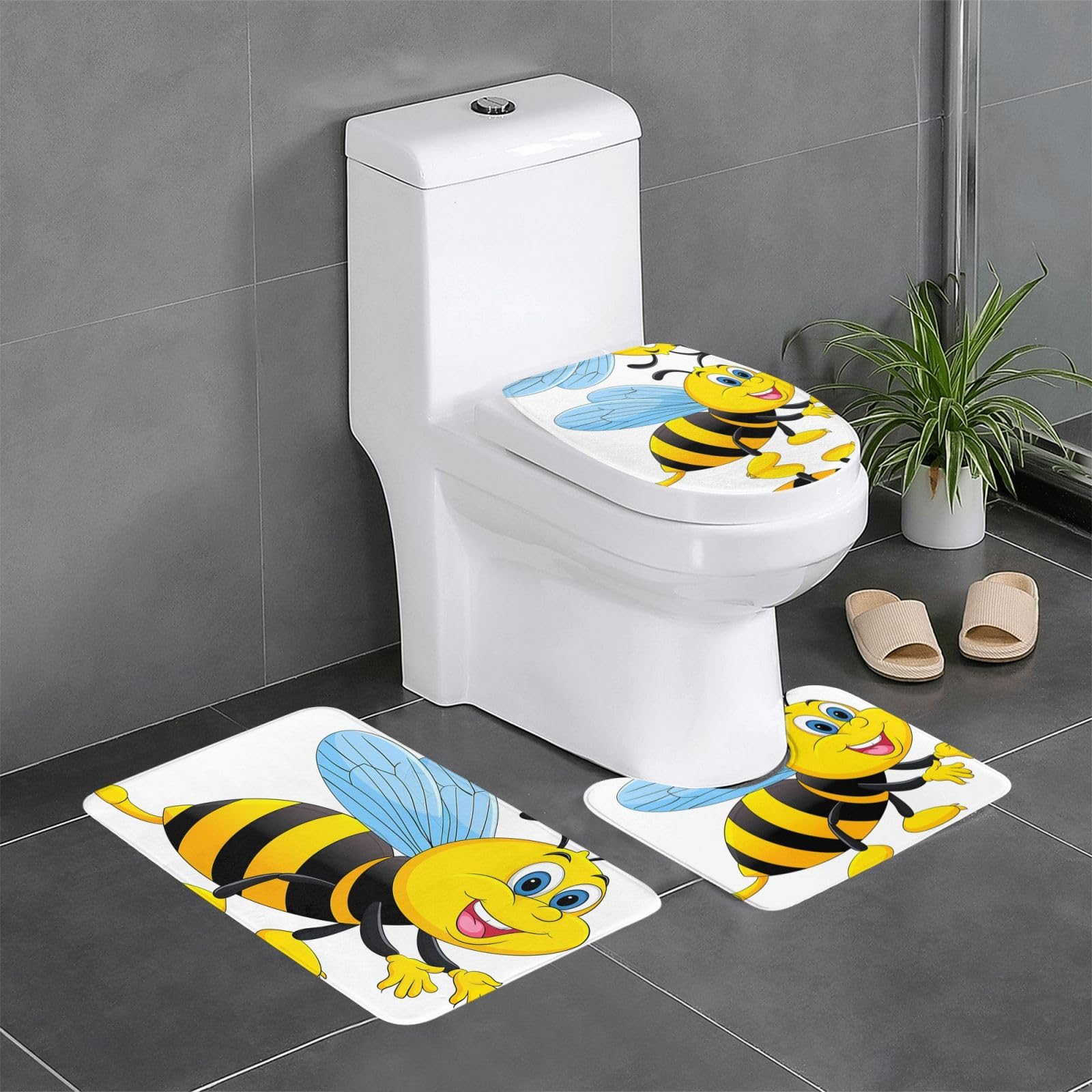 Tapis de bain séchage rapide et antidérapant lot de 3 durables avec motif guêpe original