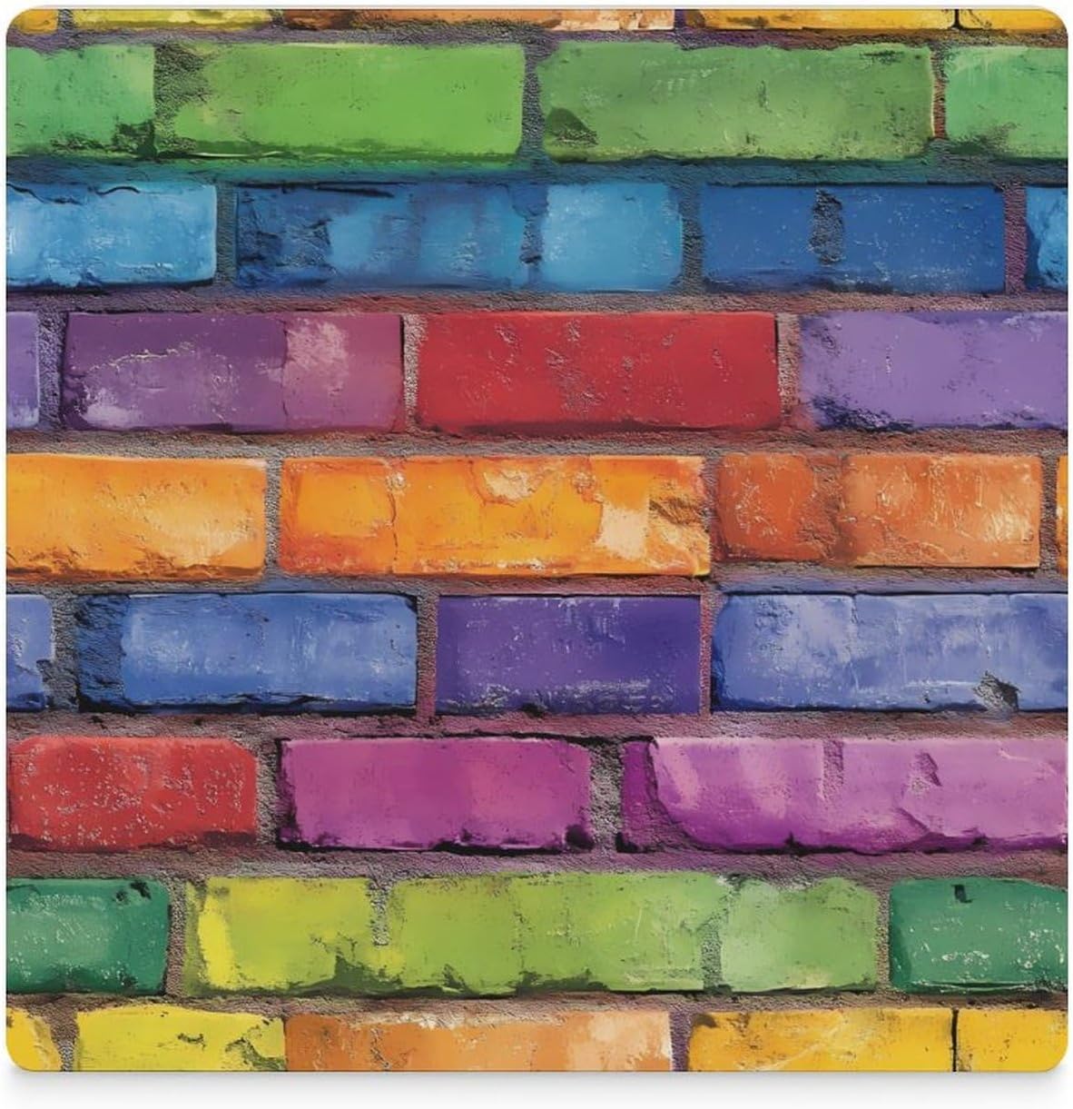 Rainbow Wall Brick Funny Ceramic Coasters for Drink Absorbent Cup Holders Tabletop Protection