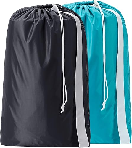 Miniatura 8 de HOMEST Bolsa de lavandería de nailon XL con correa, organizador grande de ropa sucia, fácil ajuste en una canasta o cesta de lavandería, puede