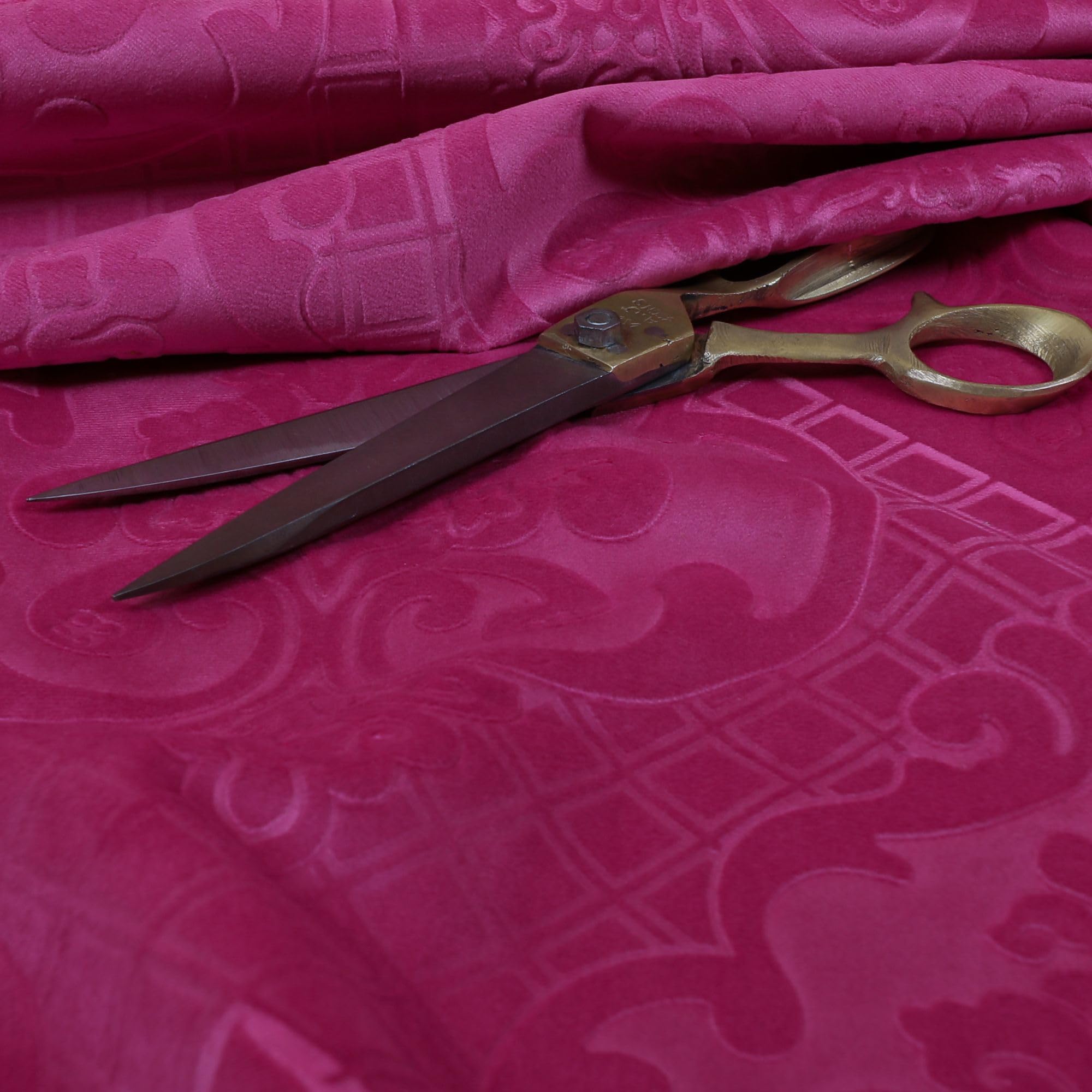 Redbrick Mill Fabrics Flame Retardant Furnishing Soft Velvet Embossed Damask Quality Pattern Upholstery Fabric Upholstery, Pink for Sofas Curtains by The Metre (Per Metre) โ image 1