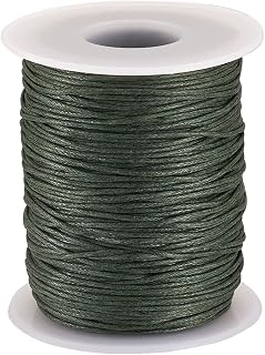 Mega Pet 100 Yards Dark Olive Green Waxed Cotton Cord, 1mm (0.04 inch) for Jewelry Making, DIY Crafts, Beading, Knotting