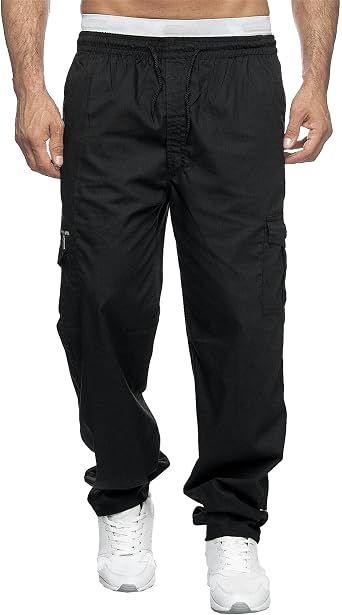 Mens Multi Pocket Durable Casual Pants Trendy Classic Hiking Pant Operator Tactical Utility Trousers Black 1,Medium