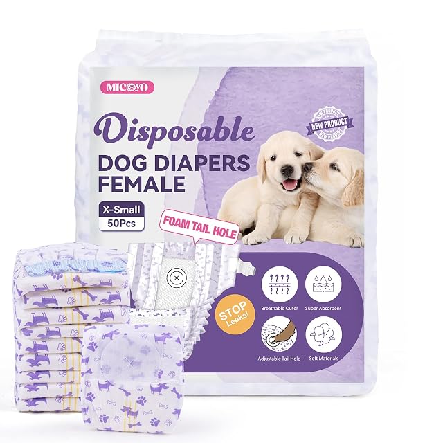 MICOOYO Pañales desechables para perras, pañales para perras en celo, pantalones desechables para perras
