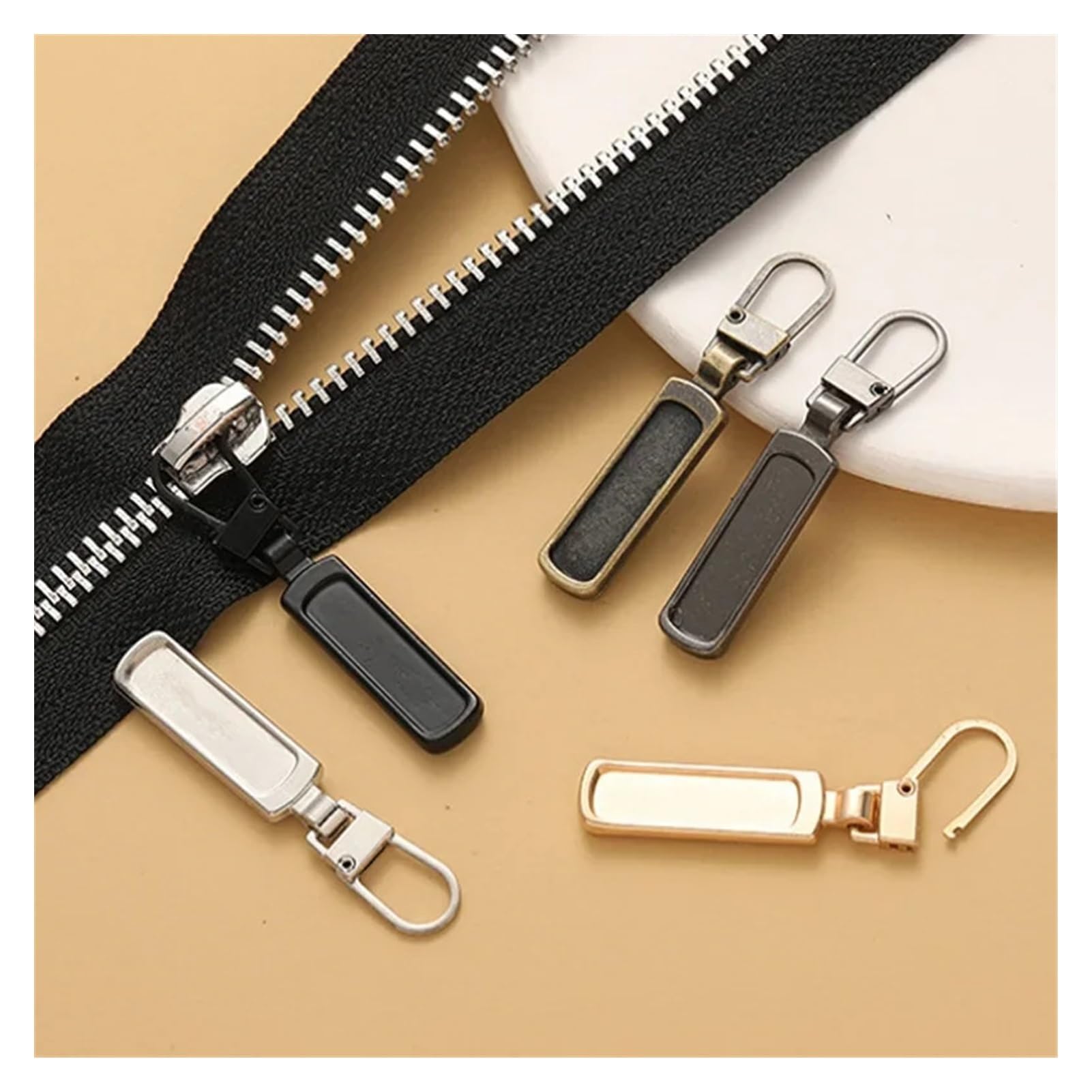 Recambios para tiradores de cremallera, Kit de reparación desmontable repuesto deslizador cremallera metal multicolor for bolsos y equipaje(Sliver-2pcs)