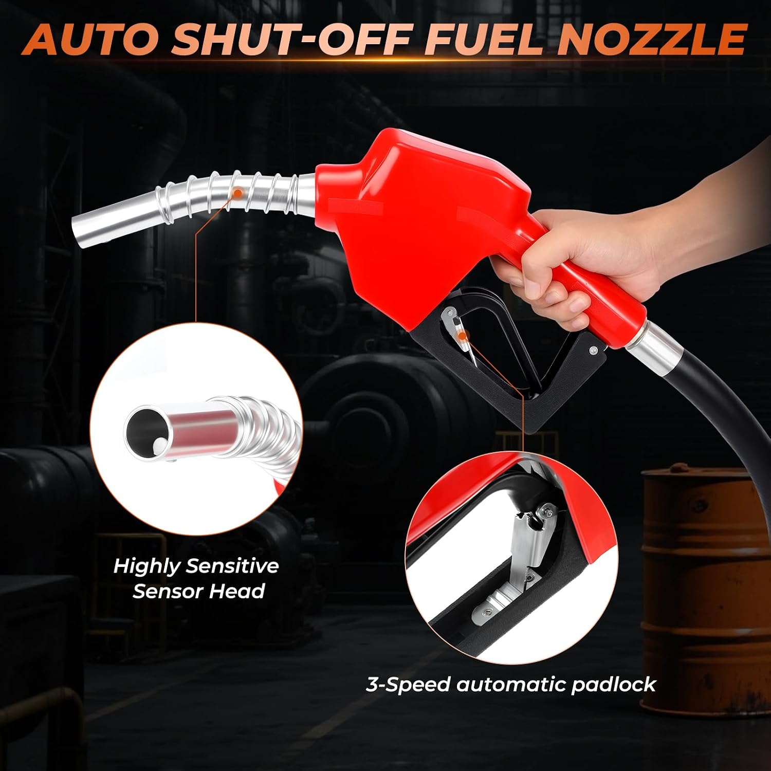 Fuel Transfer Pump Battery Powered 12 GPM Electric Diesel Transfer Pump with 2 x 2.0Ah Batteries Portable Cordless Kit with Auto Shut-Off Nozzle & Hoses for Diesel Kerosene