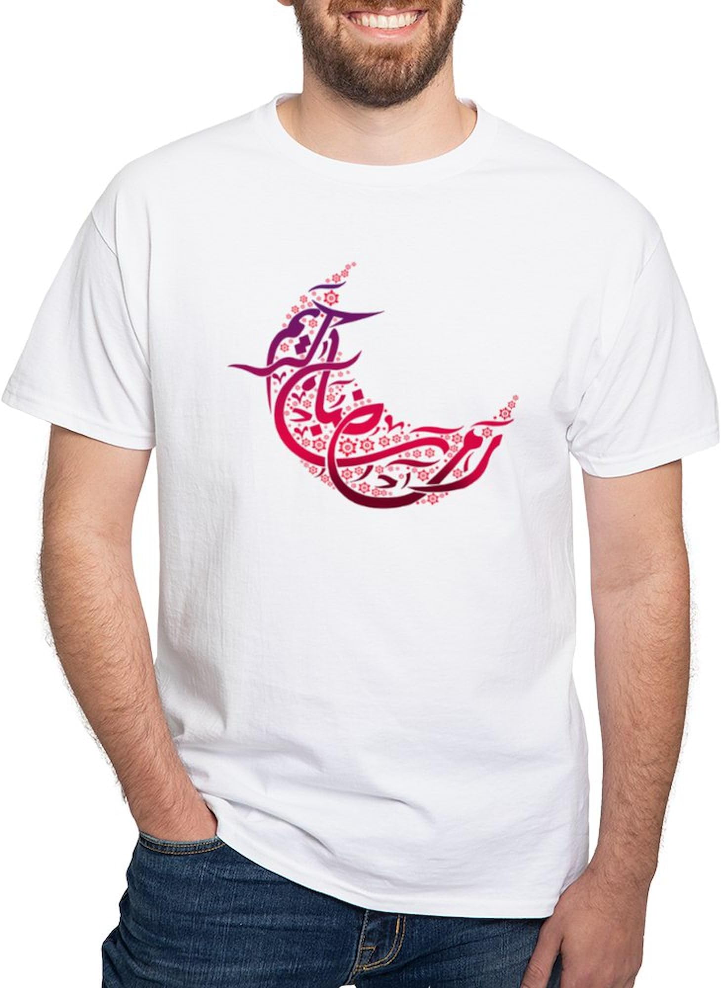 CafePress Ramadan Kareem Crescent White T Shirt Men's 100% Cotton, Classic Graphic White T-Shirt