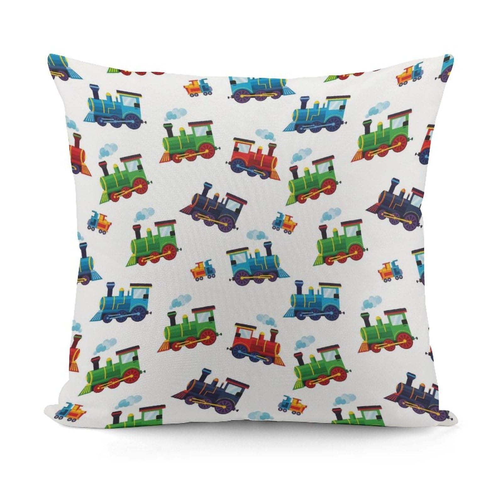 Smazdfxx Picture(110) Plush Pillow Cover With Zipper For Living Room,Bedroom, Sofa Train Pattern Cartoon Couch Cushion Decorative