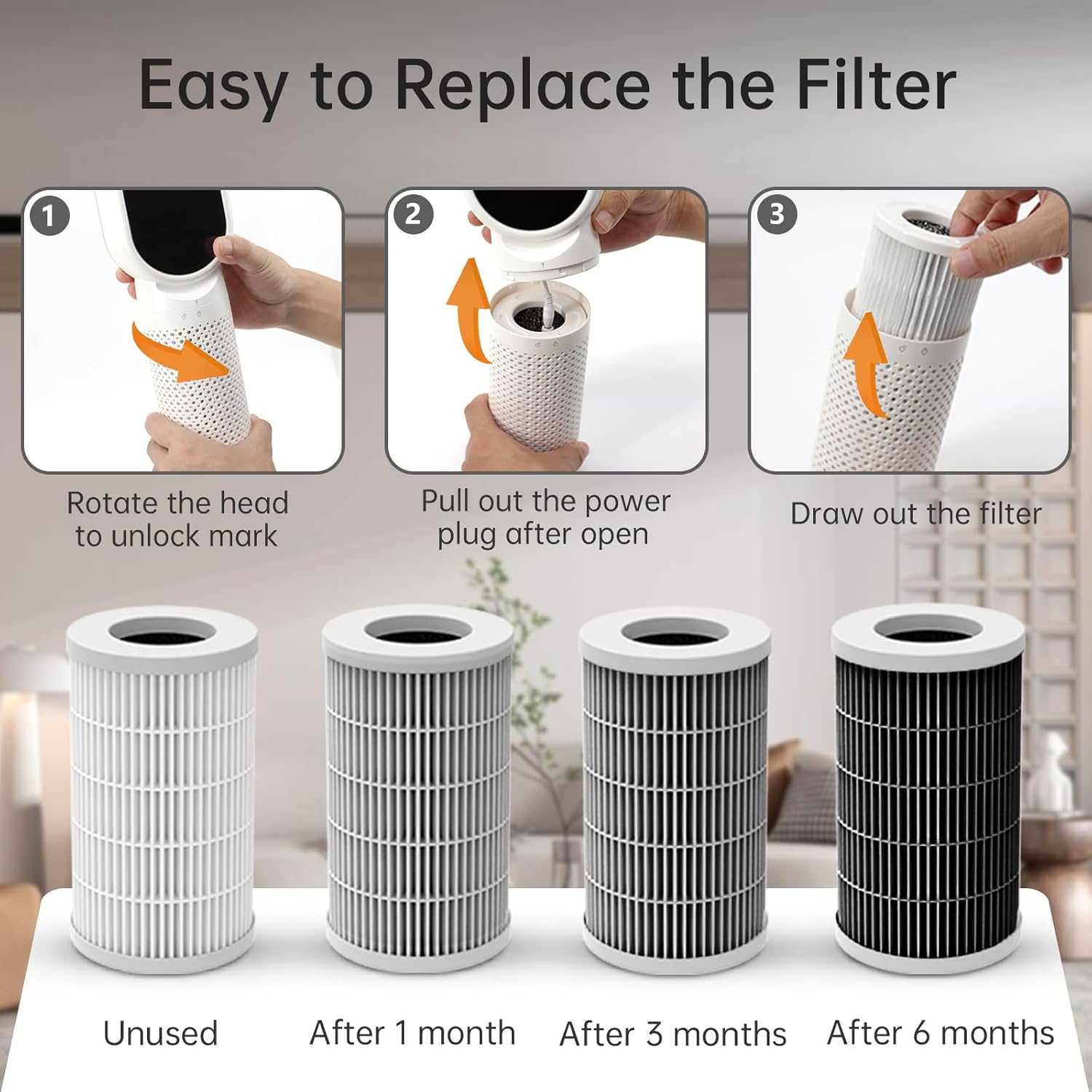 QUEENTY Desktop Air Purifier for office With H13 HEPA Filter,Ionizer,Face to Face Outlet and Oscillating Air Blowing to Help You Breathing Fresh Air and Negative Ion for bedroom, for small room - Image 8