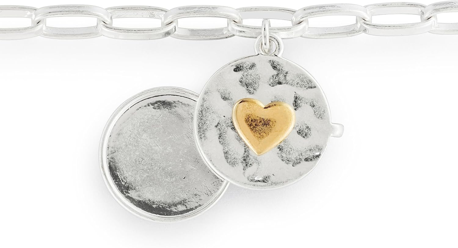 DEMDACO Love You Womens 7 Inch Plus Extension Brass Adjustable Chain Boxed Charm Locket Bracelet