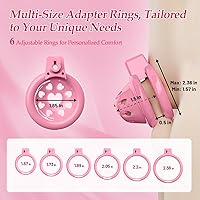 Vista 3 de Encantador cinturón de castidad rosa para hombres, dispositivos de castidad ligeros con cabeza de silicona suave de 6 anillos, accesorios de bondage