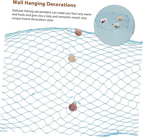 Miniatura 2 de PRETYZOOM Decoración de red de pesca Decoración de concha colgante Red de pescado Decoración decorativa del océano Decoración de pesca Red de pesca
